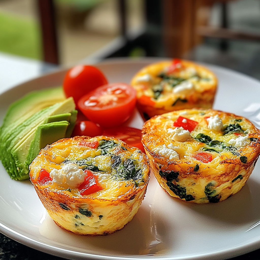 Fluffy Spinach and Feta Egg Muffins