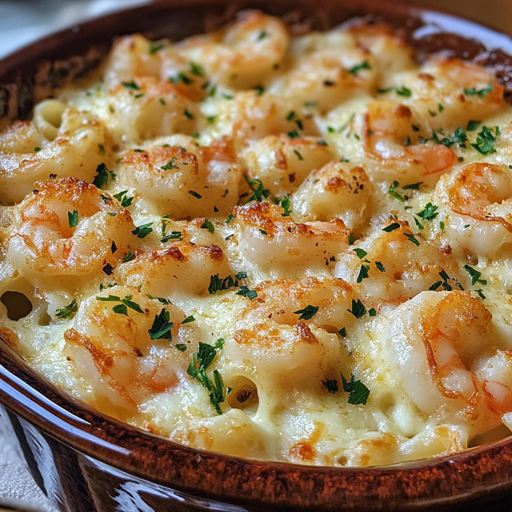 Cheesy Shrimp Scampi Pasta Bake