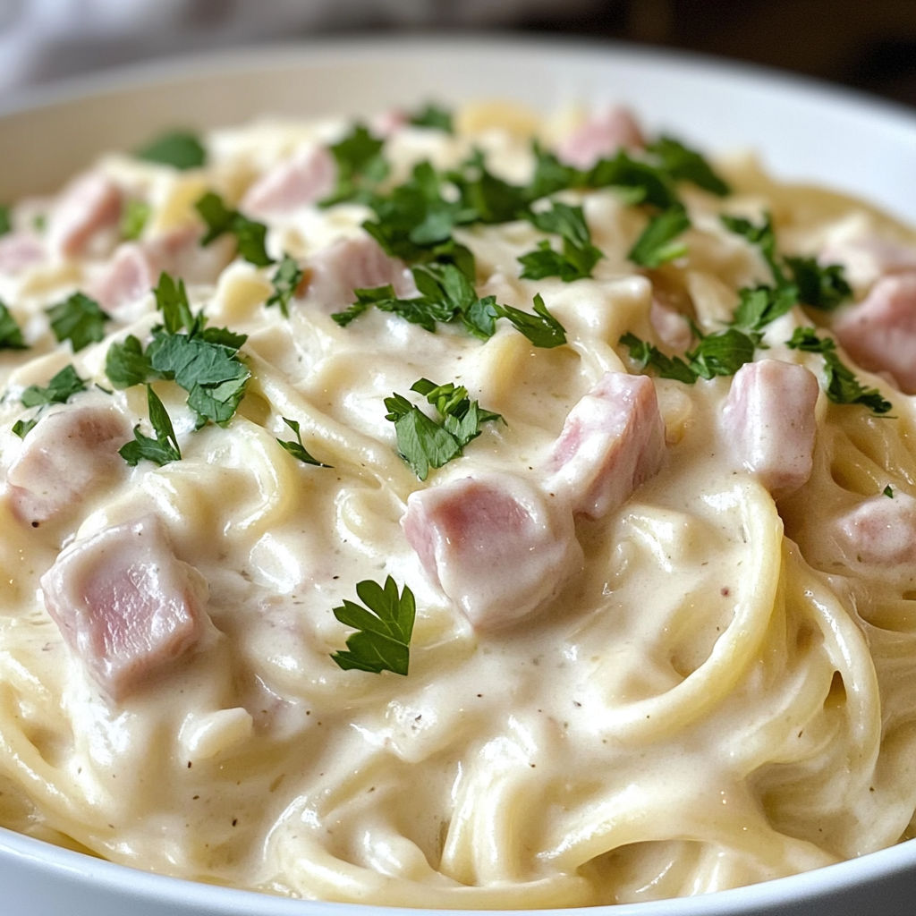 Irresistible Creamy White Spaghetti with Ham Recipe