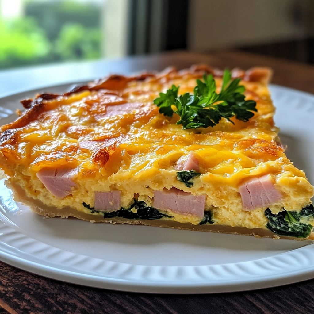 Easy & Cheesy Ham Crustless Quiche